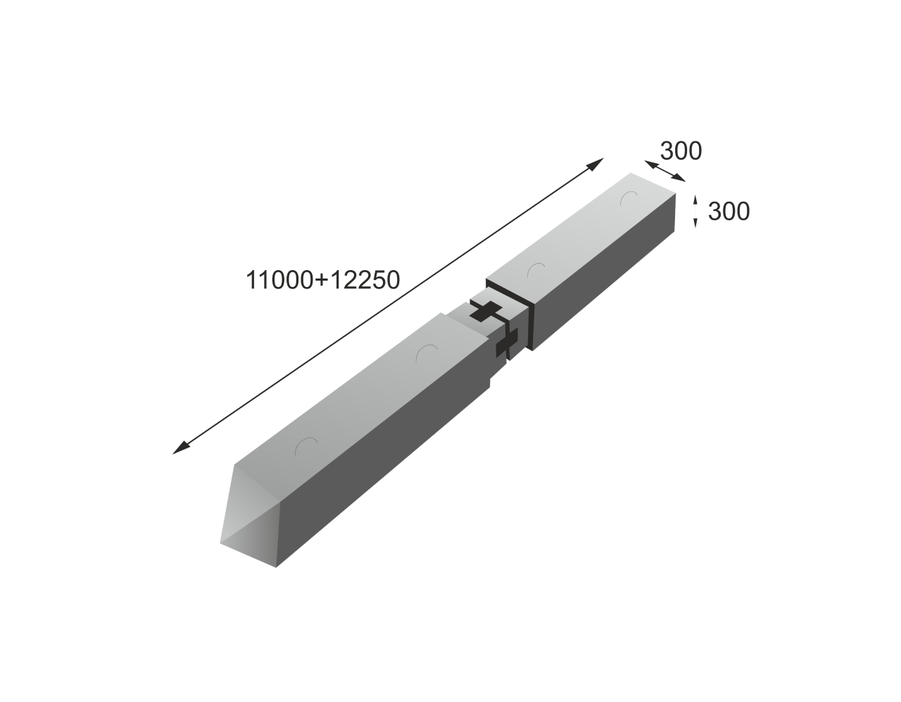 Железобетонные сваи С230.30-Св (С110.30-Всв1+С80.30-Нсв1)